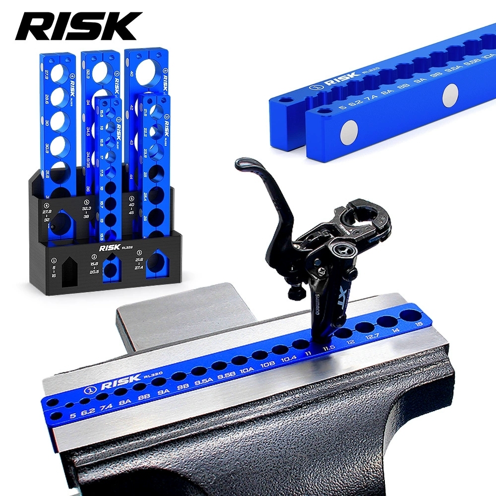 RISK RL320–RL326 Bicycle Bench Vise Clamp Blocks Set, Aluminum Bike Repair Holding Fixture for Bottom Bracket, Hub, Fork, Shock, Pedal and Crank Maintenance
