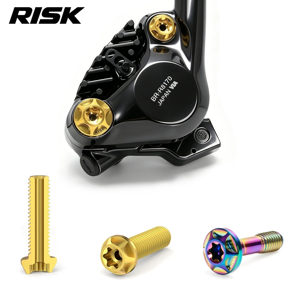 RISK Titanium Brake Caliper Bolts for Road Bike Hydraulic Disc Brakes, T30 M6 Locking Bolt & Banjo Oil Line Bolt for Shimano R7070 R8070 R8170