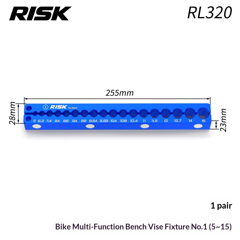 RISK RL320–RL326 Bicycle Bench Vise Clamp Blocks Set, Aluminum Bike Repair Holding Fixture for Bottom Bracket, Hub, Fork, Shock, Pedal and Crank Maintenance