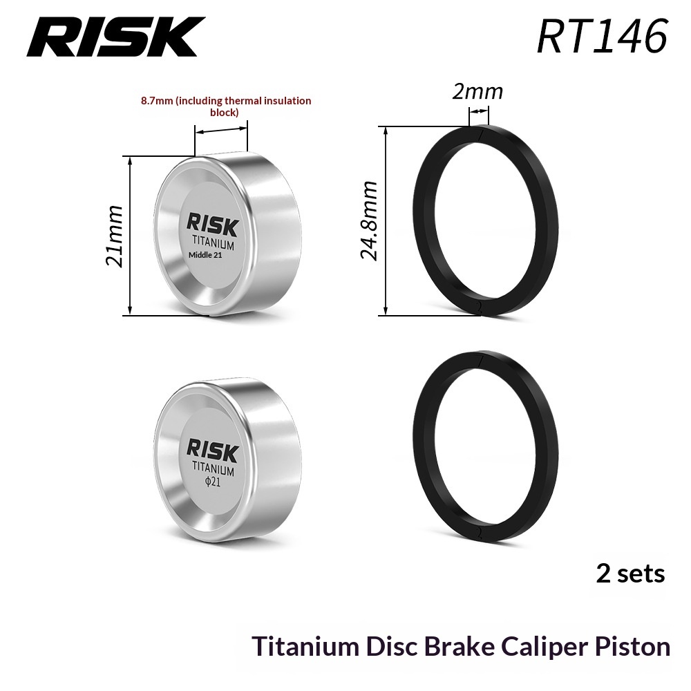 RISK RT146 Titanium Disc Brake Caliper Piston Repair Kit for Shimano R7170 R8170 R9270, Piston O-Rings, Reset Tool, Side Cover Tool and 3/8" Ratchet Wrench