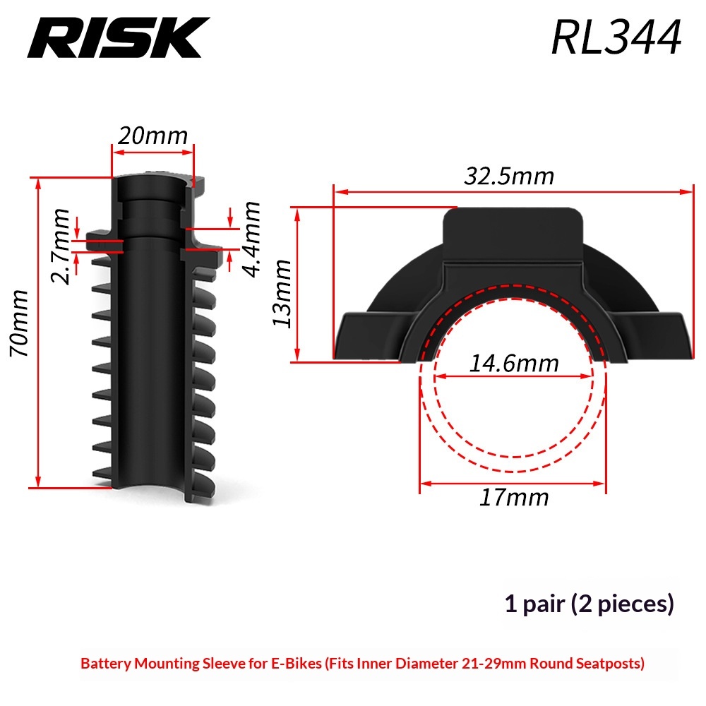 RISK RL343/RL344 Di2 Electronic Shifting Battery Holder Sleeve for Round Seatposts, Rubber Battery Mount Adapter for Shimano BT-DN300