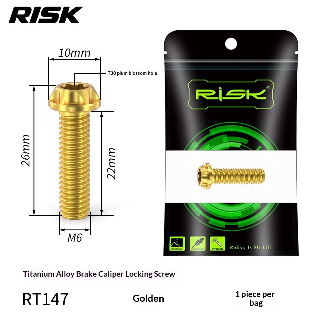 RISK Titanium Brake Caliper Bolts for Road Bike Hydraulic Disc Brakes, T30 M6 Locking Bolt & Banjo Oil Line Bolt for Shimano R7070 R8070 R8170