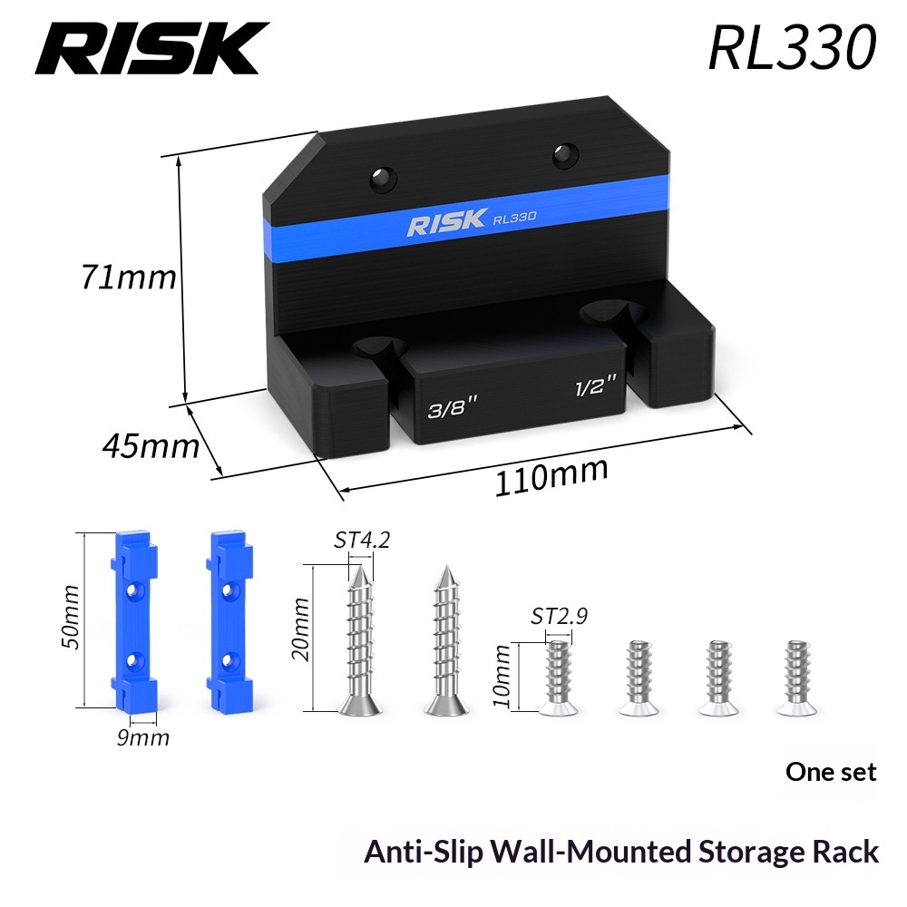 RISK RL327–RL330 Bicycle Bottom Bracket & Center Lock Anti-Drop Tool, Quick Release Retaining Fixture with Ratchet Wrench and Wall Storage Rack