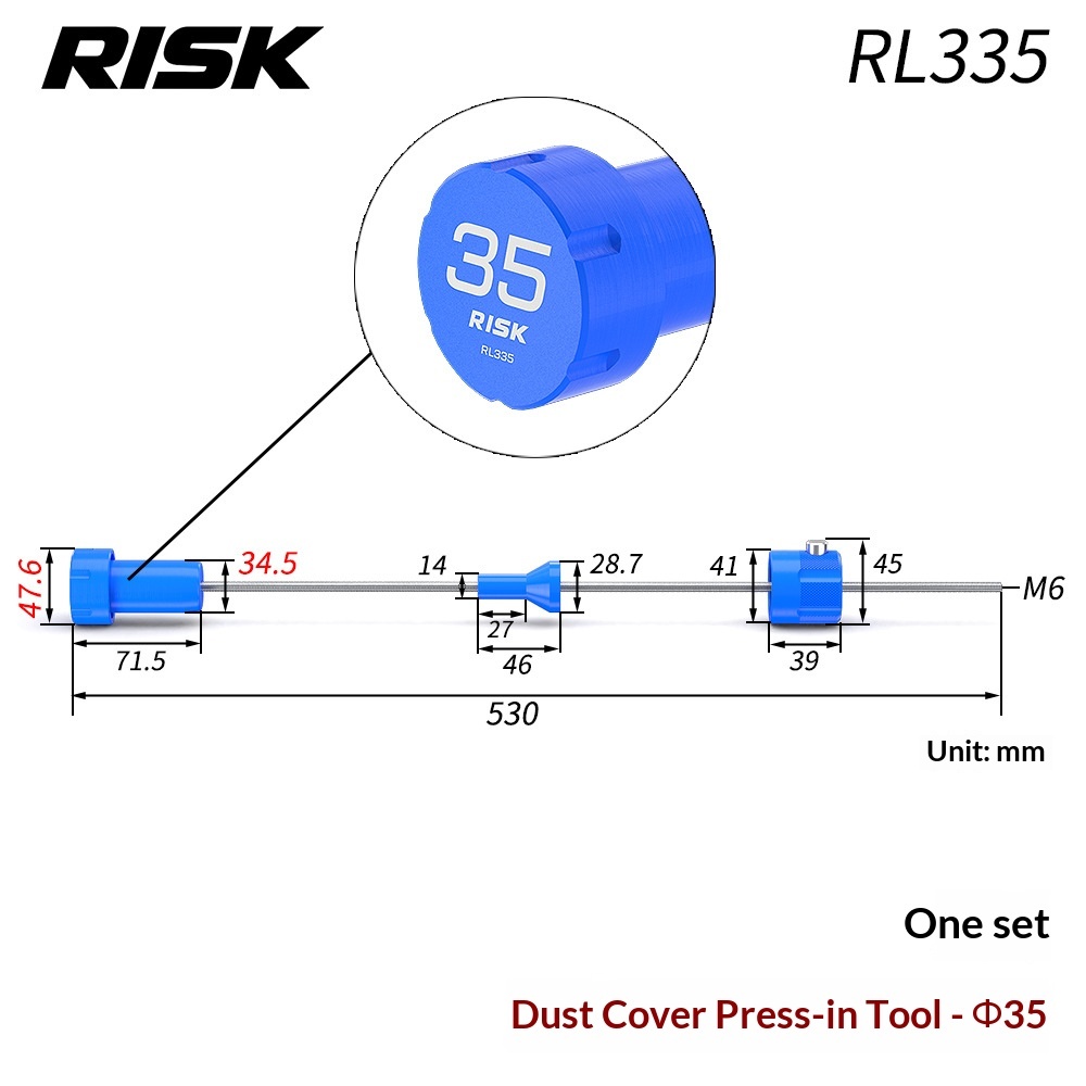 RISK RL332–RL341 Bicycle Suspension Fork Dust Seal Press Tool, Oil Seal Installation Tool for 30/32/34/35/36/37/38/40mm Forks with Wall Storage Rack