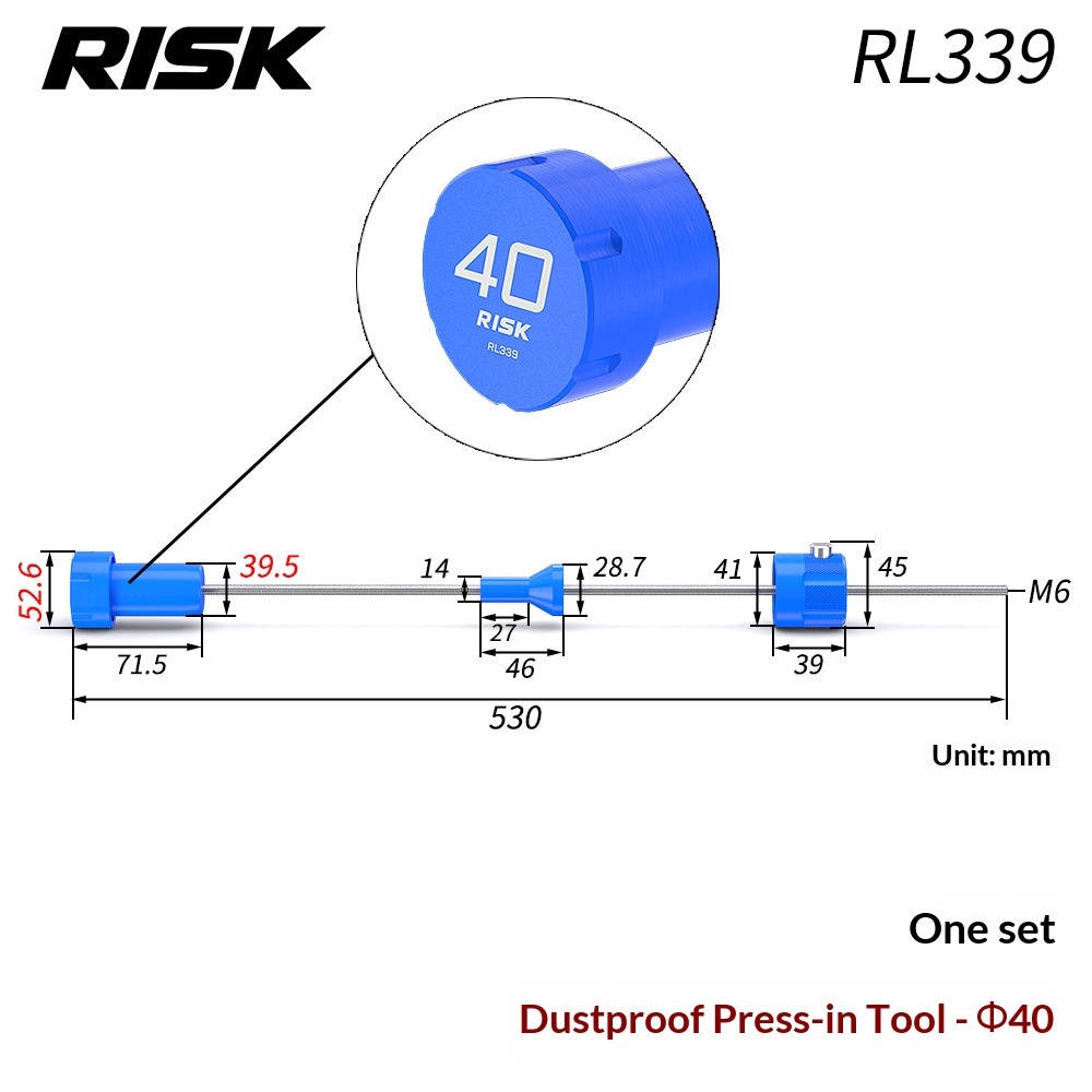 RISK RL332–RL341 Bicycle Suspension Fork Dust Seal Press Tool, Oil Seal Installation Tool for 30/32/34/35/36/37/38/40mm Forks with Wall Storage Rack