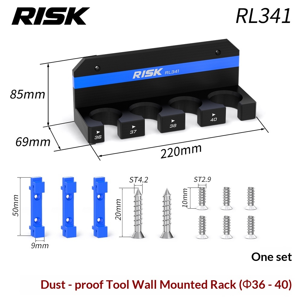 RISK RL332–RL341 Bicycle Suspension Fork Dust Seal Press Tool, Oil Seal Installation Tool for 30/32/34/35/36/37/38/40mm Forks with Wall Storage Rack