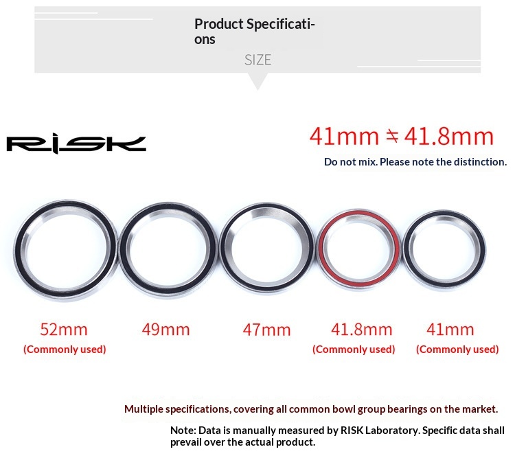 RISK RA150 Bicycle Headset Bearing 41/41.8/47/49/52mm Sealed Steel Double Bearing for MTB Road Bike Headset Repair
