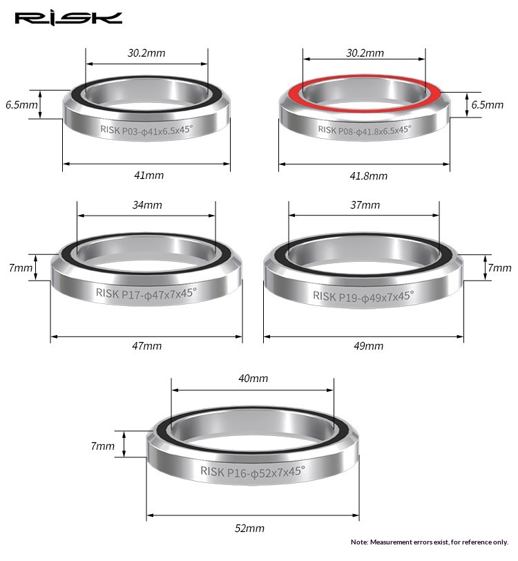 RISK RA150 Bicycle Headset Bearing 41/41.8/47/49/52mm Sealed Steel Double Bearing for MTB Road Bike Headset Repair