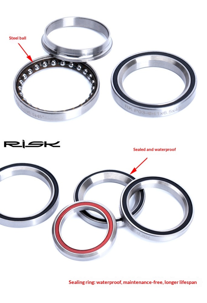 RISK RA150 Bicycle Headset Bearing 41/41.8/47/49/52mm Sealed Steel Double Bearing for MTB Road Bike Headset Repair
