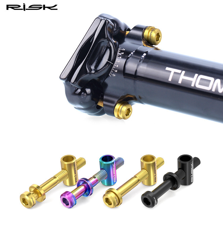 RISK RT029/RT030 Titanium M5 Seatpost Clamp Bolts 30mm/40mm for Bicycle Seatpost Stem Clamp, 2pcs