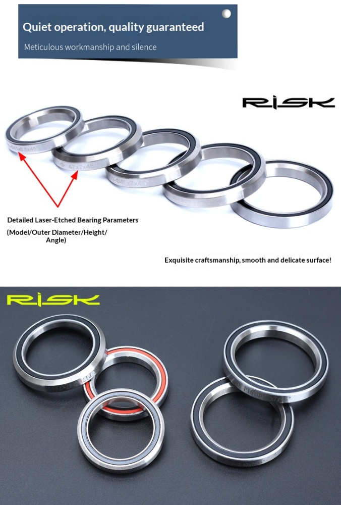 RISK RA150 Bicycle Headset Bearing 41/41.8/47/49/52mm Sealed Steel Double Bearing for MTB Road Bike Headset Repair