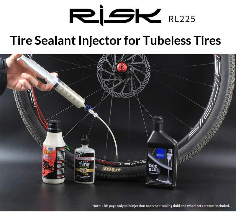 RISK RL225 Tubeless Tire Sealant Injector Syringe Kit for Road & MTB Bikes
