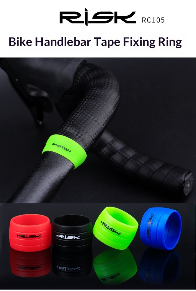 RISK RA137 Silicone Bike Handlebar Tape Fixing Rings for Road Bike Drop Bars, 1 Pair