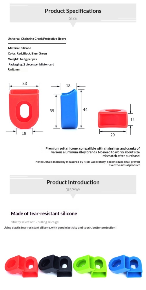 RISK RA139 Silicone Bike Crank Arm Protector Covers for Road & MTB, 1 Pair