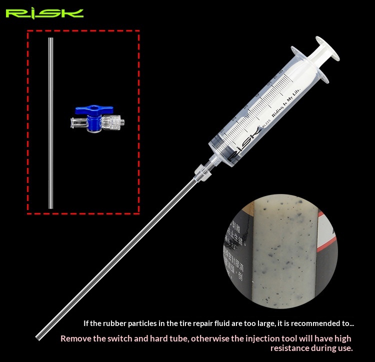 RISK RL225 Tubeless Tire Sealant Injector Syringe Kit for Road & MTB Bikes
