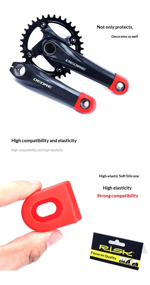 RISK RA139 Silicone Bike Crank Arm Protector Covers for Road & MTB, 1 Pair