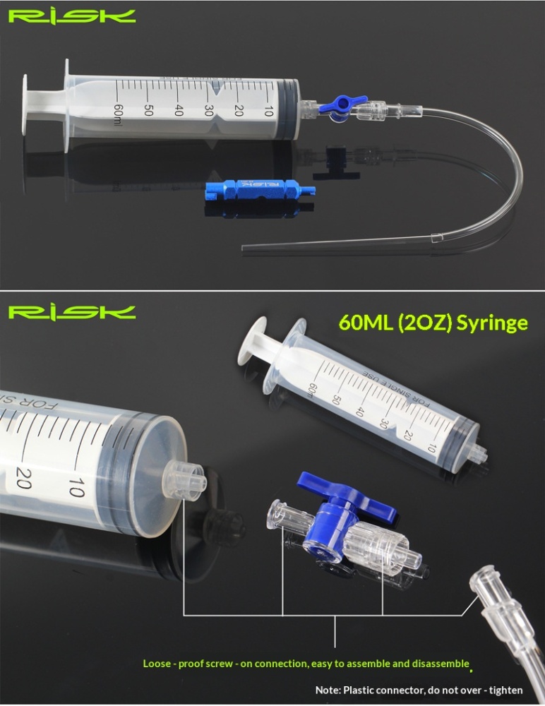 RISK RL225 Tubeless Tire Sealant Injector Syringe Kit for Road & MTB Bikes