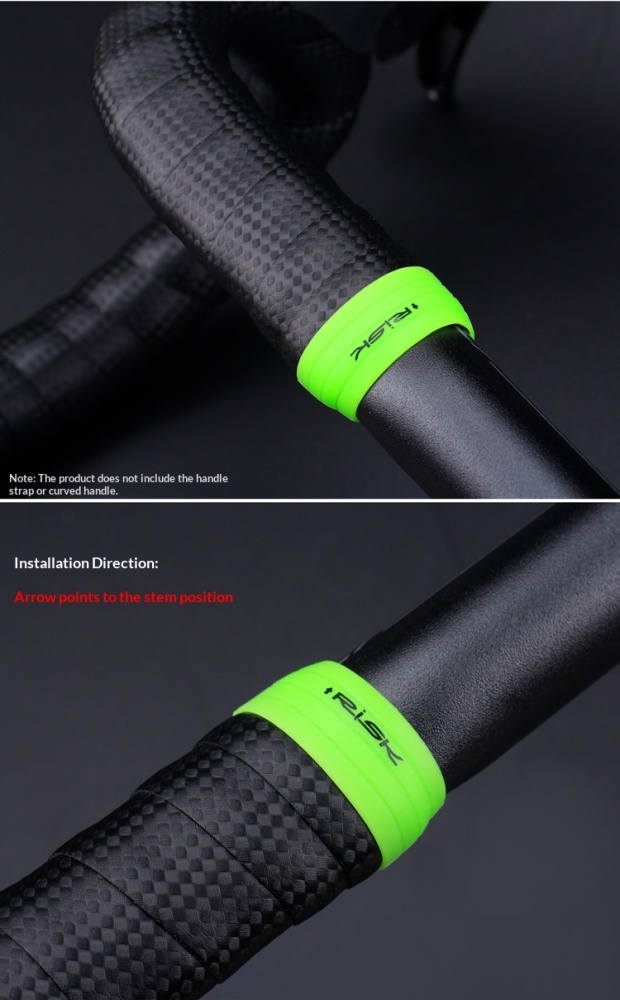 RISK RA137 Silicone Bike Handlebar Tape Fixing Rings for Road Bike Drop Bars, 1 Pair