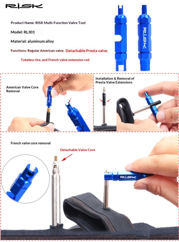 RISK RL225 Tubeless Tire Sealant Injector Syringe Kit for Road & MTB Bikes