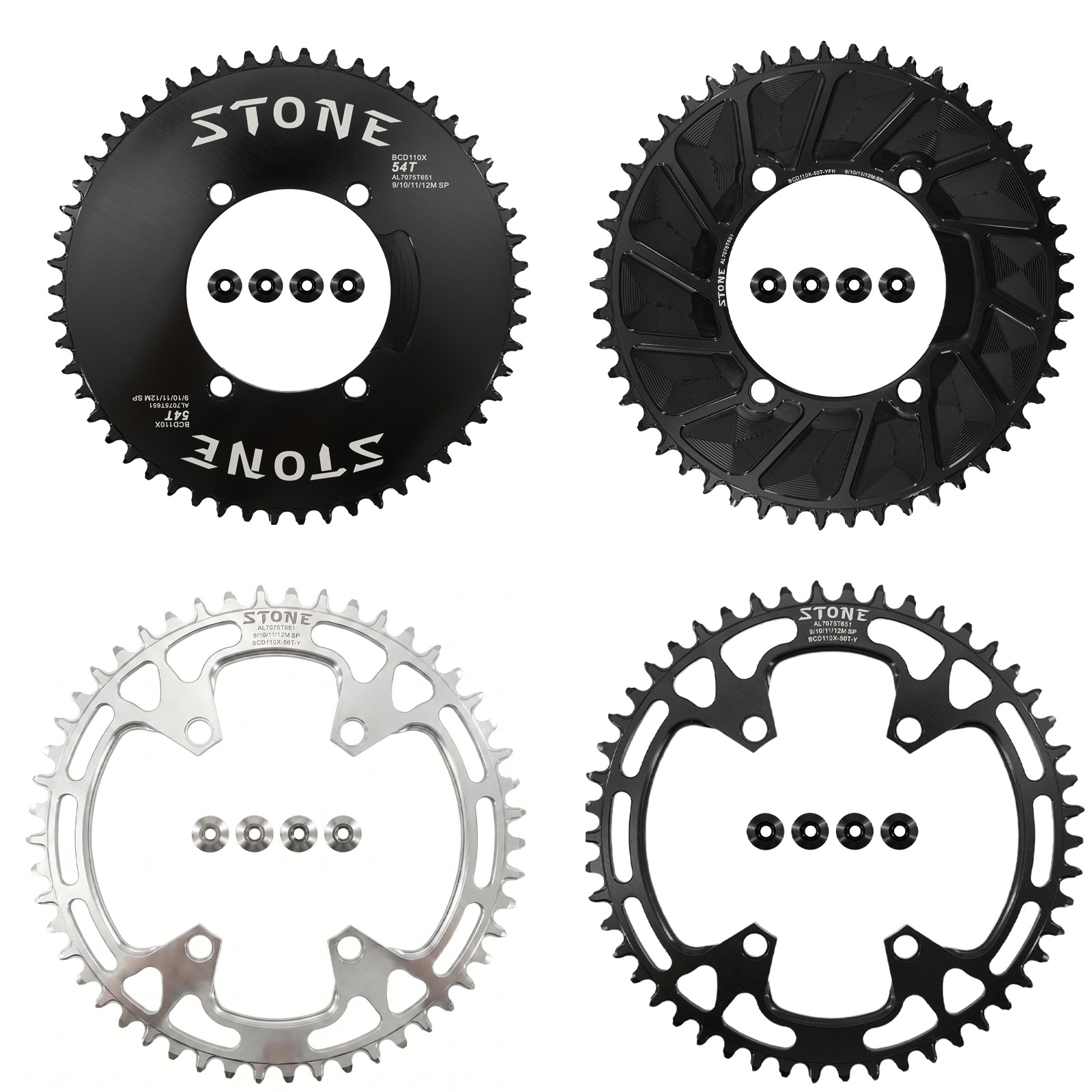 STONE 110BCD Round Narrow-Wide Chainring 34-70T for Shimano FC-5800 6800 4700 9000 Cranks, Hollow Style