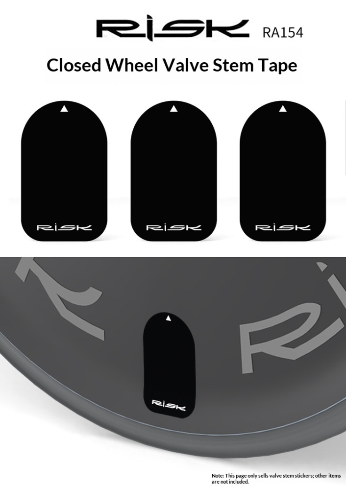 RISK RA154 Disc Wheel Valve Hole Stickers – PVC Presta Valve Cover Patches for Road, TT and Triathlon Bikes