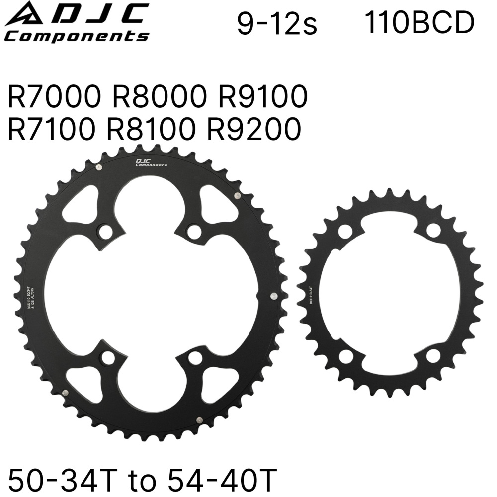 DJC Components 110BCD 4-Bolt Road Bike Double Chainring Round Oval 50-34T 52-36T 53-39T 54-40T for Shimano 105 Ultegra Dura Ace R7000 R8000 R9100 R9200
