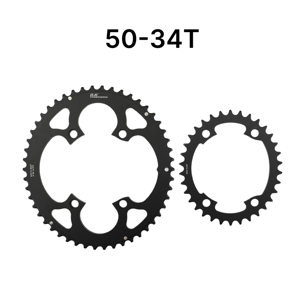 DJC Components 110BCD 4-Bolt Road Bike Double Chainring Round Oval 50-34T 52-36T 53-39T 54-40T for Shimano 105 Ultegra Dura Ace R7000 R8000 R9100 R9200