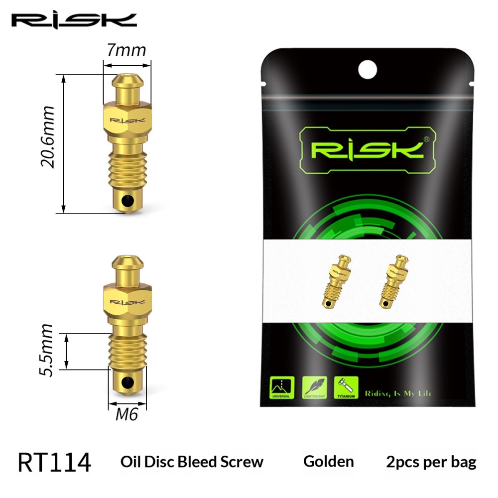 RISK Titanium Alloy Screws for Bicycle Hydraulic Disc Brake System Oil Tube Five-line Body Screws Bolts Brake Pads Pin for XT M8000 Disc Brakes RT114/RT115/RT116/RT118/RT119