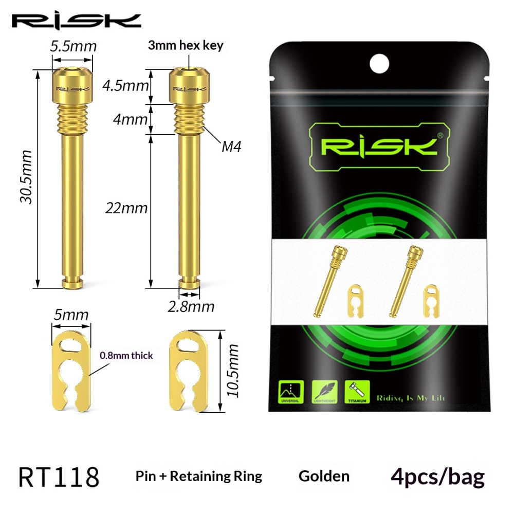 RISK Titanium Alloy Screws for Bicycle Hydraulic Disc Brake System Oil Tube Five-line Body Screws Bolts Brake Pads Pin for XT M8000 Disc Brakes RT114/RT115/RT116/RT118/RT119