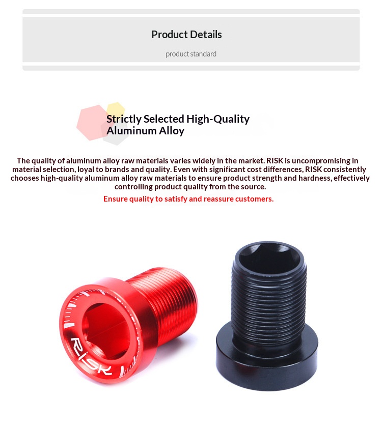 RISK RA125 Aluminum M15x19 Spline Bottom Bracket Crank Bolts with Washers, 2PCS Bike BB Locking Screws