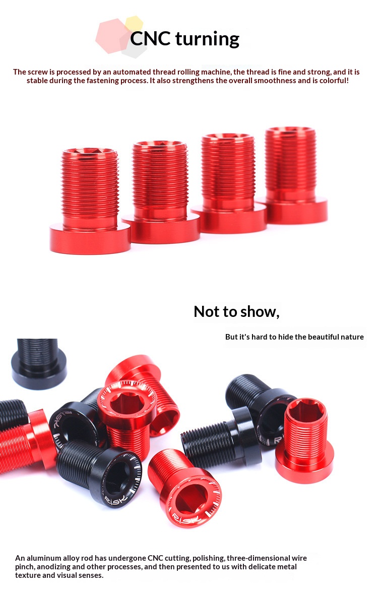 RISK RA125 Aluminum M15x19 Spline Bottom Bracket Crank Bolts with Washers, 2PCS Bike BB Locking Screws