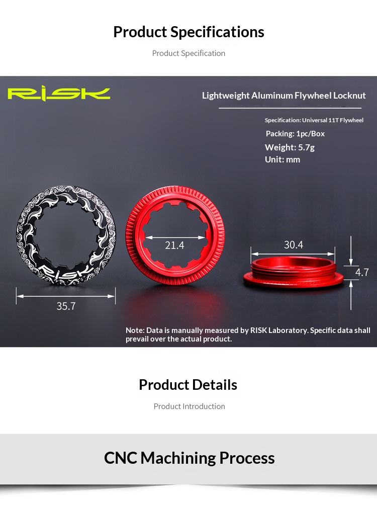 RISK RA127 Aluminum 11T Cassette Lockring – CNC Machined Freewheel Lock Cap