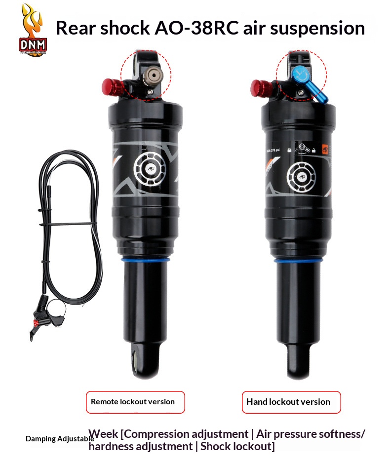 DNM AO-38RC/AO38RL Air Rear Shock – MTB Full Suspension Air Shock, Rebound & Compression Adjustable with Lockout