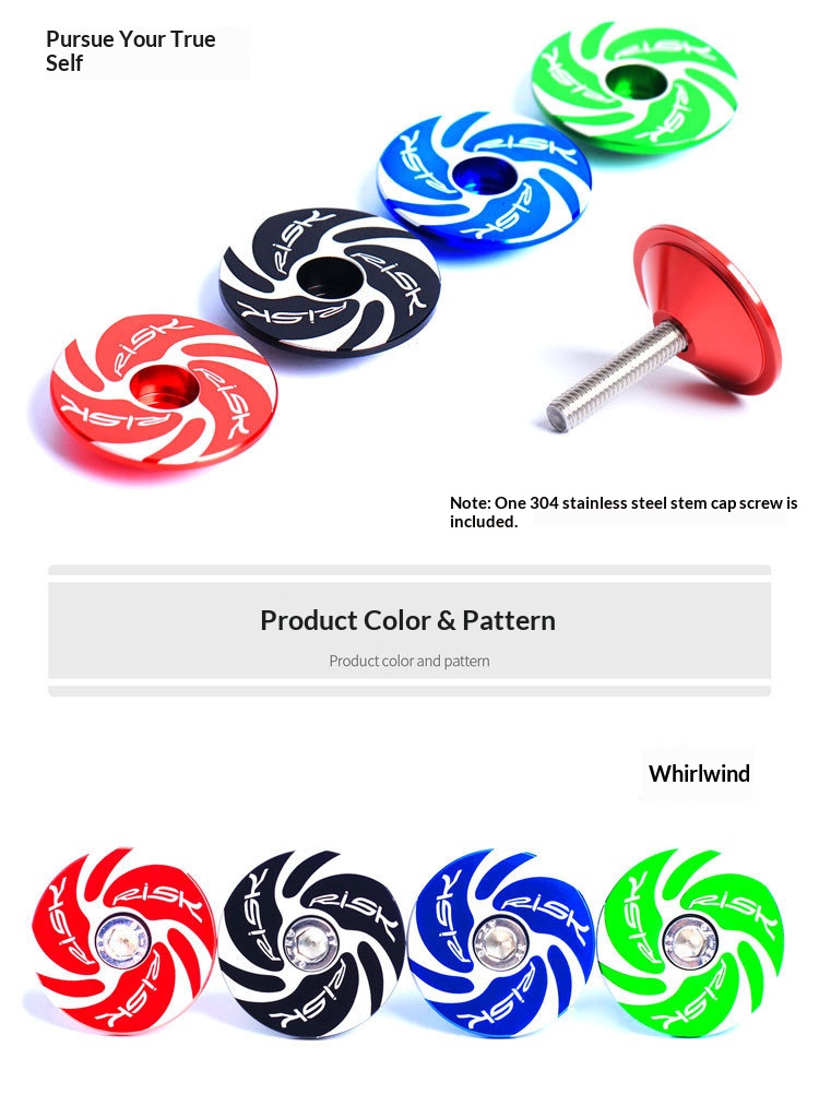 RISK RA134 Aluminum Alloy Bicycle Stem Cap — CNC Headset Top Cover for 28.6mm (1-1/8