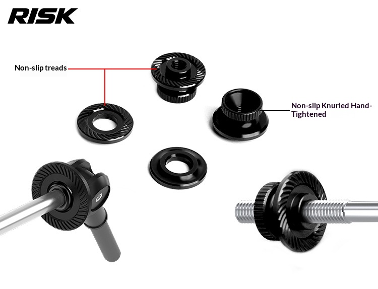 RISK RA163 Titanium Alloy Quick Release Skewer Set — Bicycle Hub Axle for Mountain & Road Bike, Front + Rear Pair