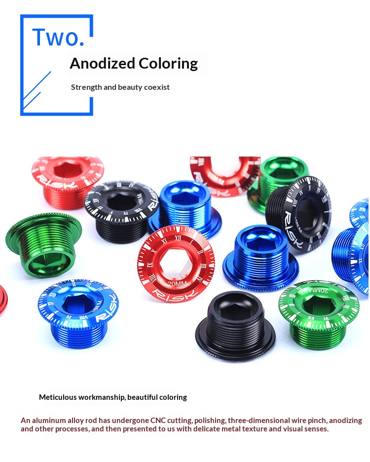 RISK 155 Aluminum Alloy Hollow Crank Arm Cap Bolt — M18/M20 × 9mm BB Bottom Bracket Dust Cover for Mountain & Road Bike