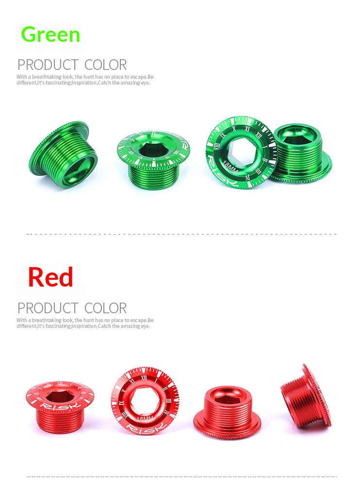 RISK 155 Aluminum Alloy Hollow Crank Arm Cap Bolt — M18/M20 × 9mm BB Bottom Bracket Dust Cover for Mountain & Road Bike