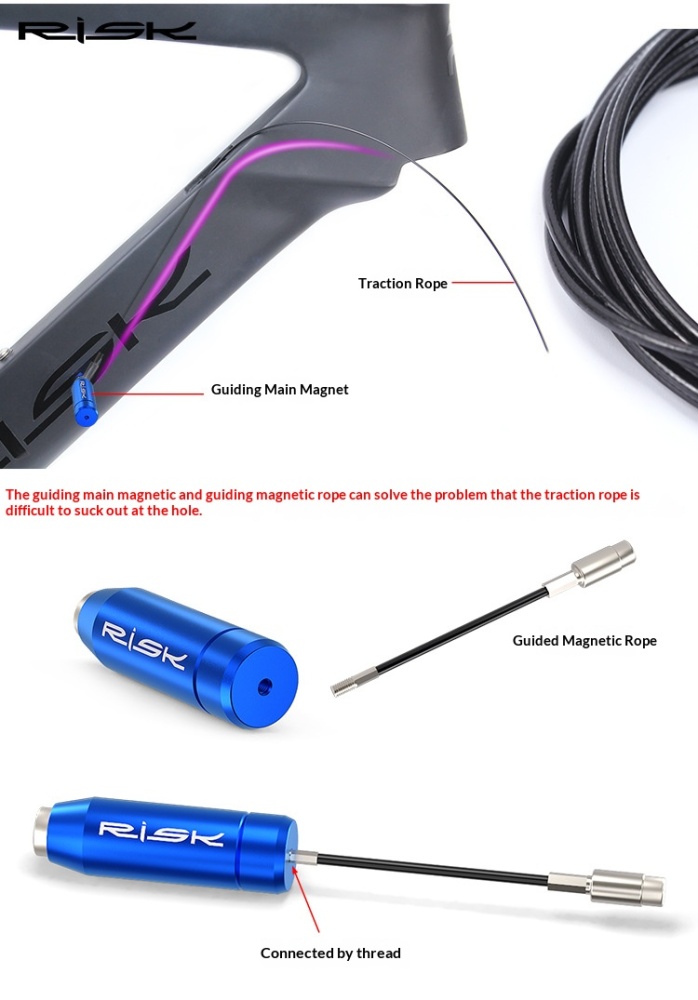 RISK RL283 Internal Cable Routing Tool – Magnetic Frame Cable Guide Kit for Carbon Road & MTB Bike Frames (Storage Case Edition)