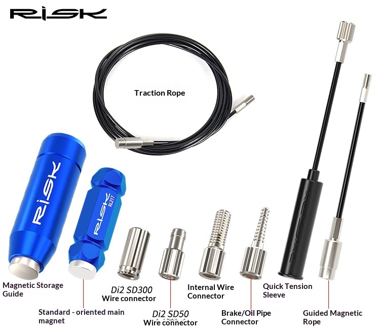 RISK RL283 Internal Cable Routing Tool – Magnetic Frame Cable Guide Kit for Carbon Road & MTB Bike Frames (Storage Case Edition)