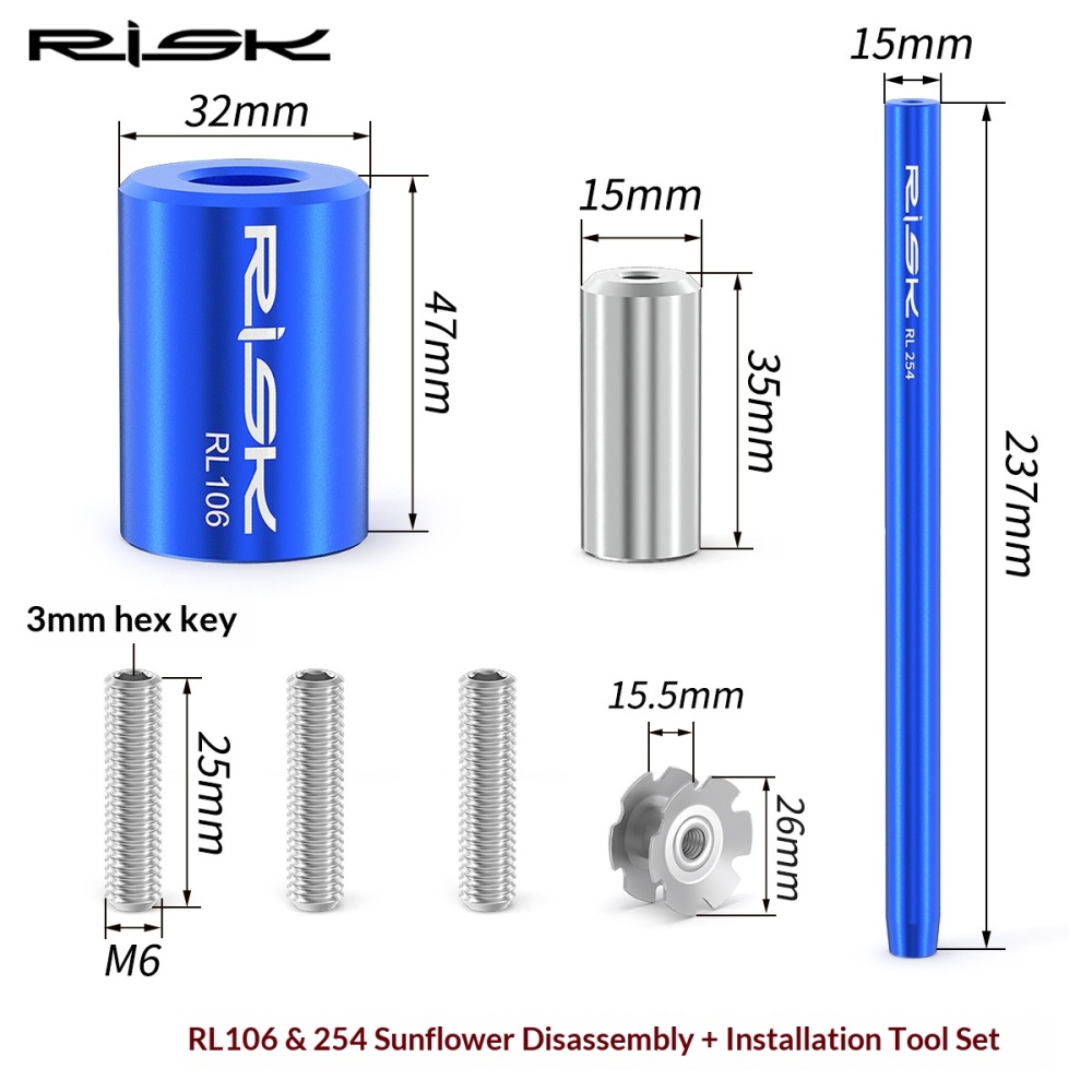 RISK RL106 Bicycle Fork Star Nut Installation Tool – Steel Star Fangled Nut Setter for 28.6mm MTB/Road Bike Steerer Tube