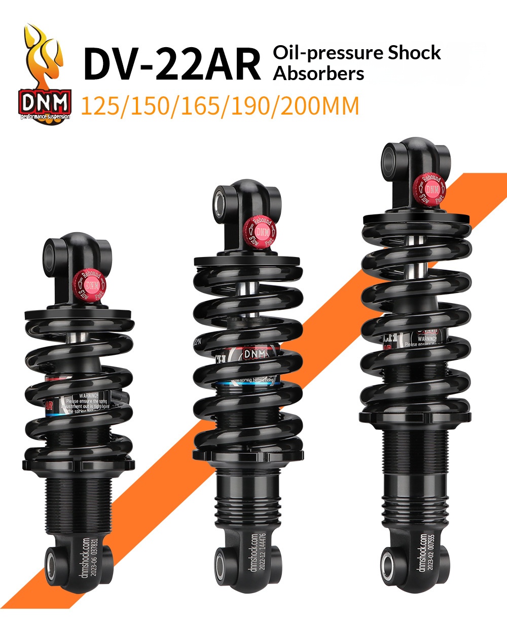 DNM DV-22AR Hydraulic Rear Shock Absorber for Mountain Bike/E-Bike - Multiple Lengths & Spring Rates (24mm Bushing) rear