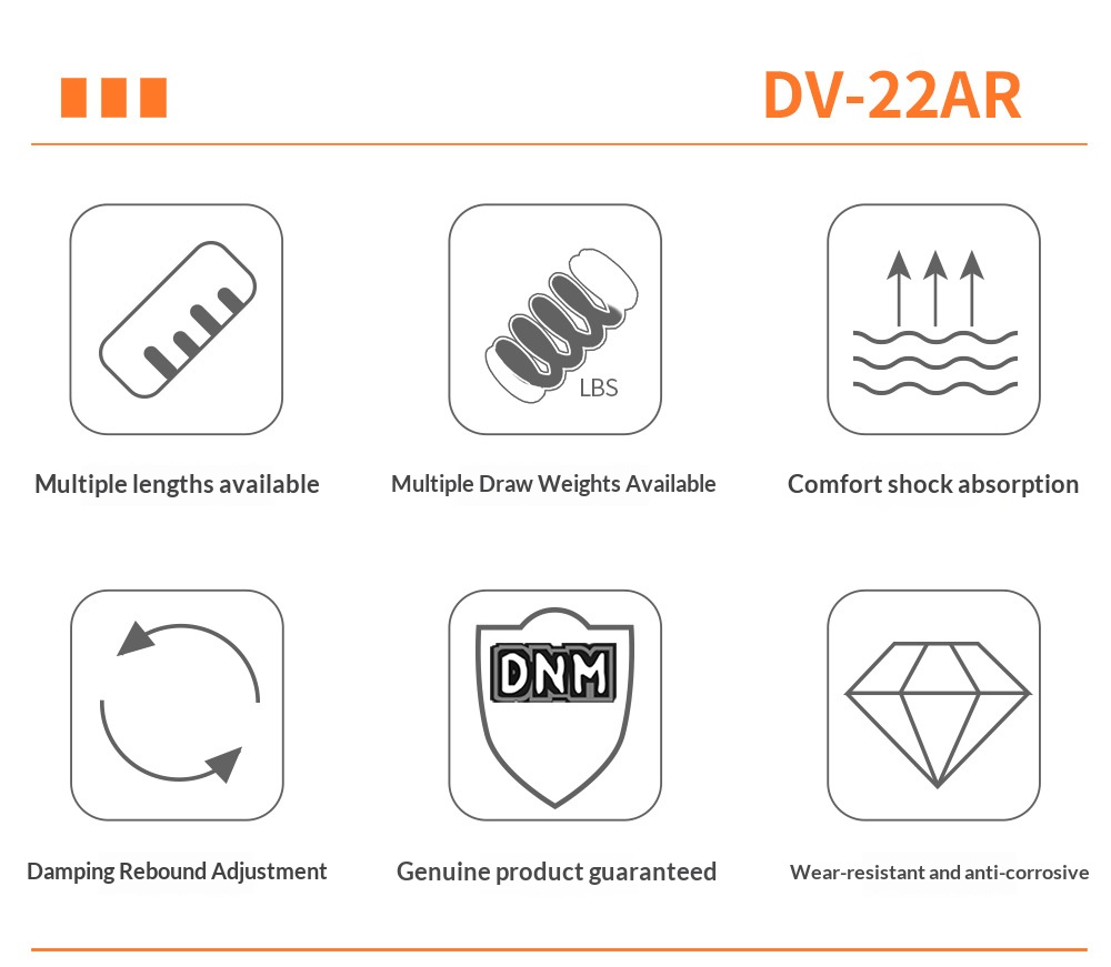 DNM DV-22AR Hydraulic Rear Shock Absorber for Mountain Bike/E-Bike - Multiple Lengths & Spring Rates (24mm Bushing) rear