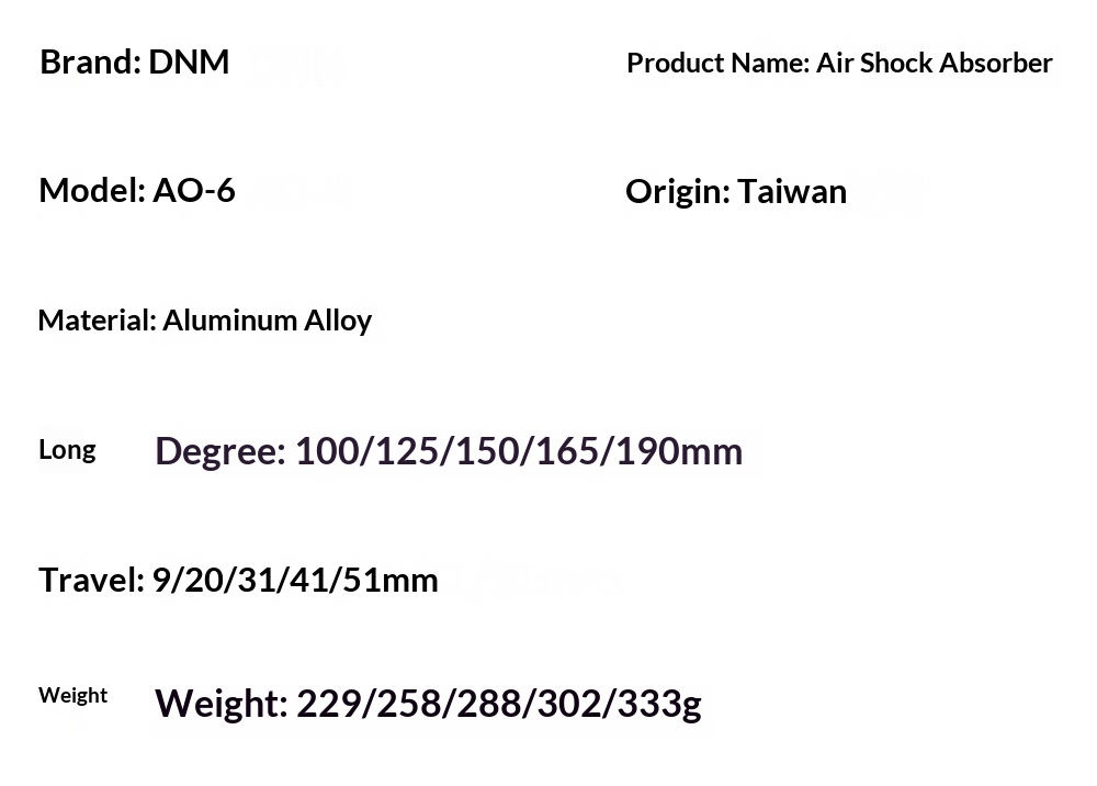DNM AO-6 Air Rear Shock Absorber AO-6 Bicycle Suspension 100/125/150/165/190mm for Folding Bike Scooter MTB rear shocks