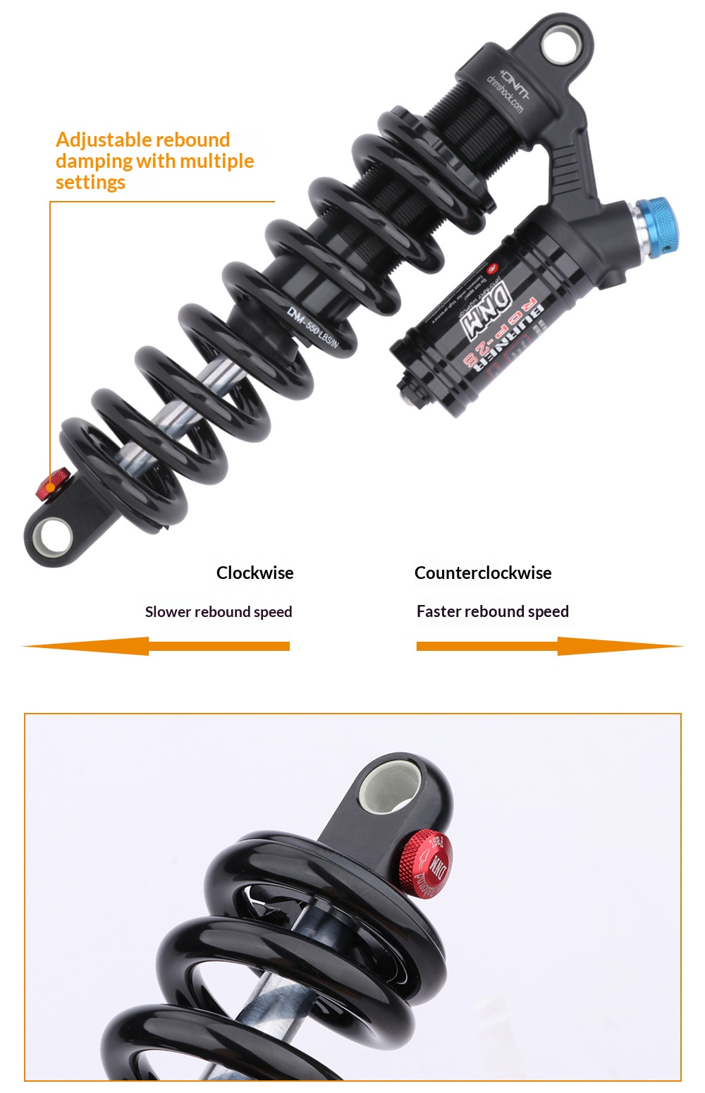 DNM RCP2S Coil Rear Shock Absorber RCP2S 190/200/210/220/230/240/265mm for MTB E-Bike Electric Motorcycle rear shocks