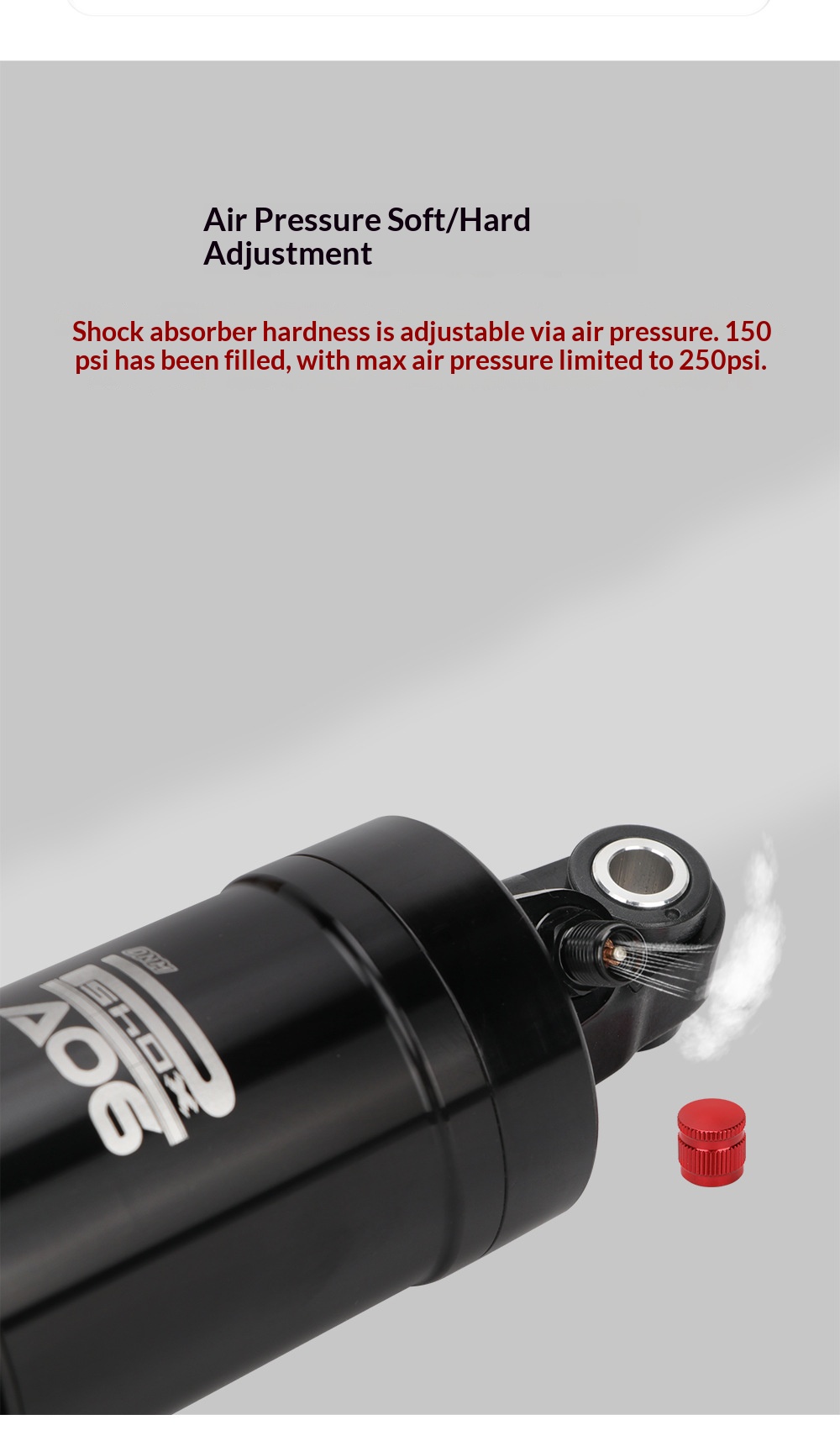 DNM AO-6 Air Rear Shock Absorber AO-6 Bicycle Suspension 100/125/150/165/190mm for Folding Bike Scooter MTB rear shocks