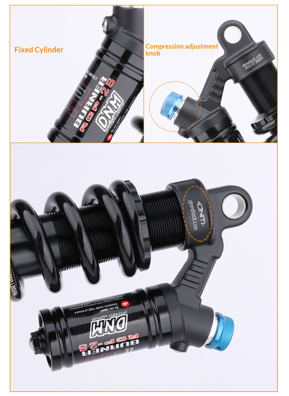 DNM RCP2S Coil Rear Shock Absorber RCP2S 190/200/210/220/230/240/265mm for MTB E-Bike Electric Motorcycle rear shocks