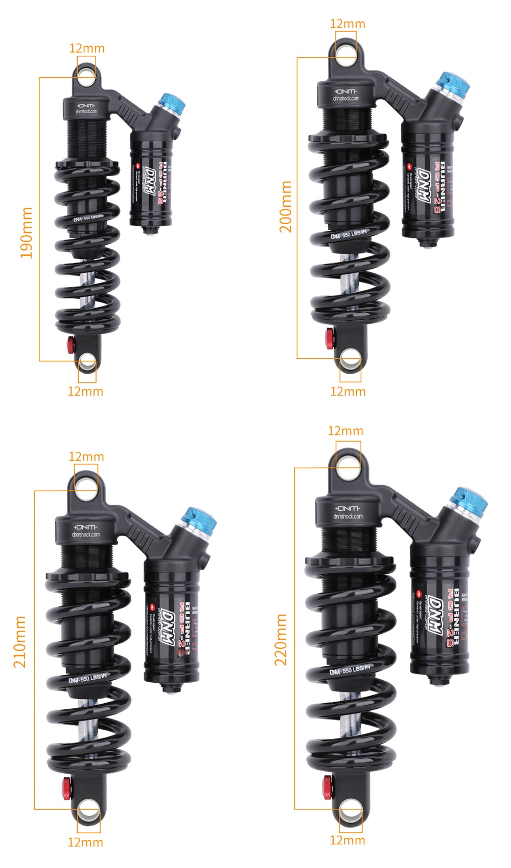 DNM RCP2S Coil Rear Shock Absorber RCP2S 190/200/210/220/230/240/265mm for MTB E-Bike Electric Motorcycle rear shocks