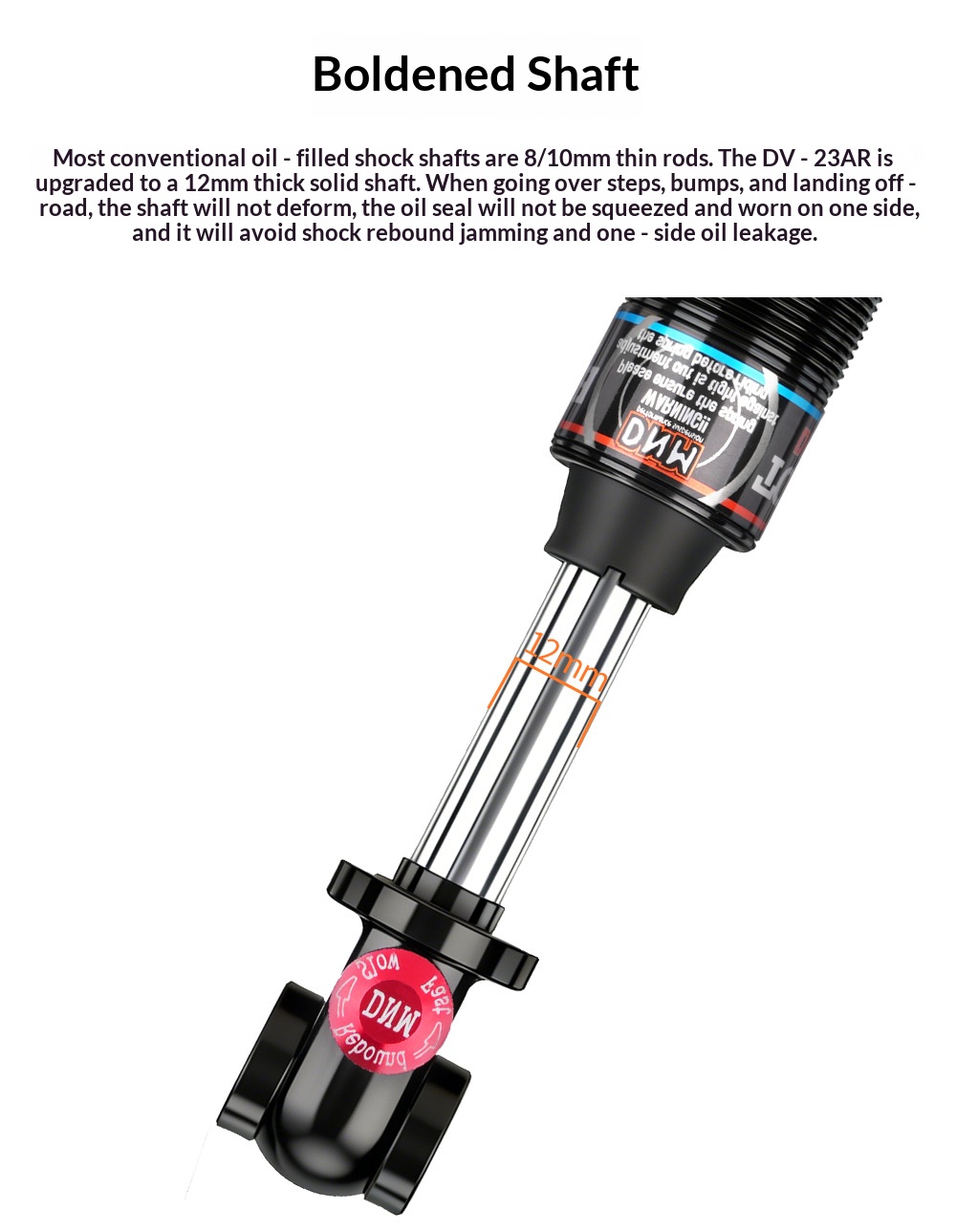 DNM DV23AR Hydraulic Coil Rear Shock Absorber, Rebound Adjustable Bike Suspension for MTB E-Bike Scooter 125-200mm rear