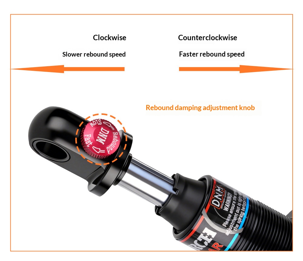 DNM DV23AR Hydraulic Coil Rear Shock Absorber, Rebound Adjustable Bike Suspension for MTB E-Bike Scooter 125-200mm rear