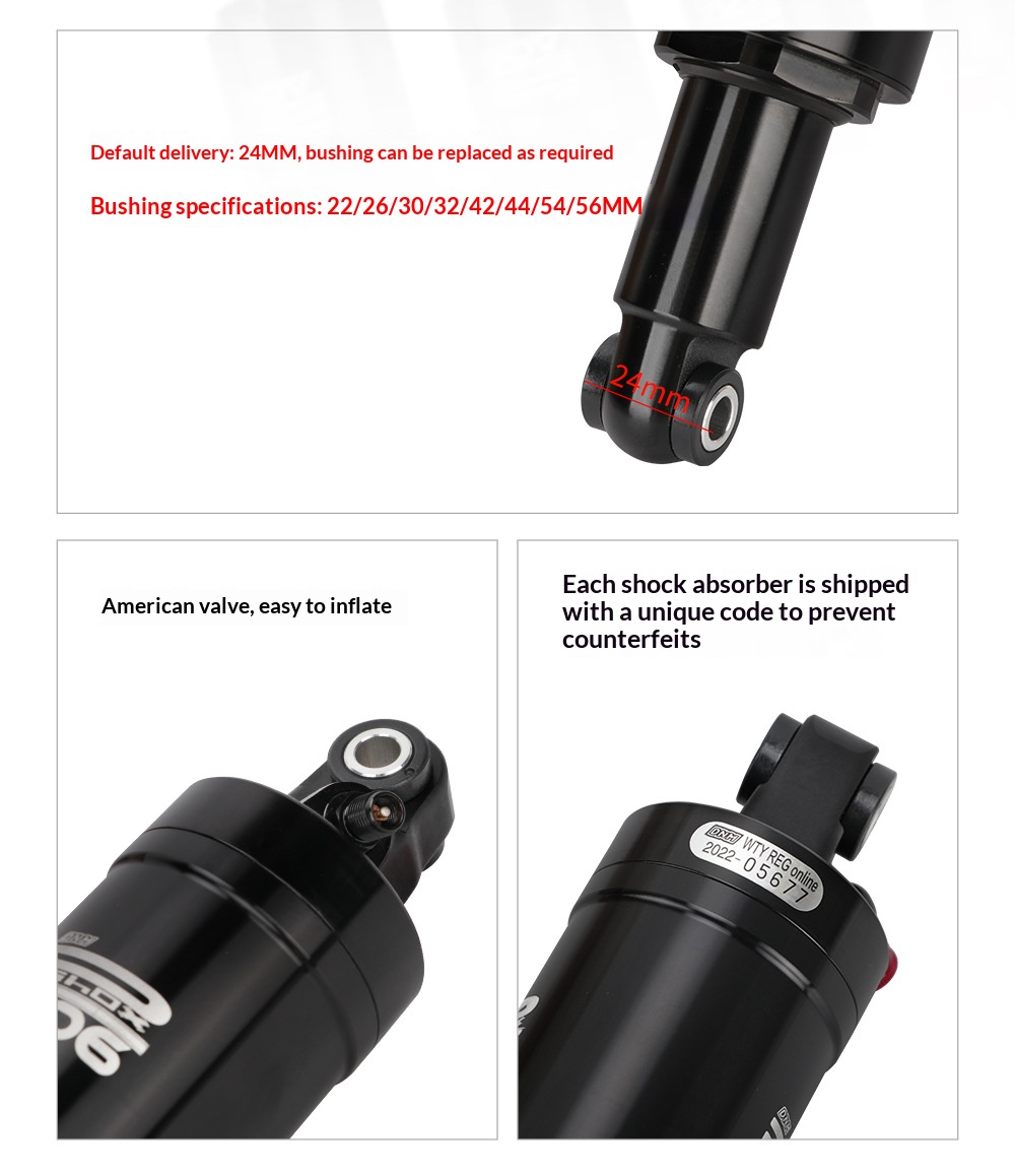 DNM AO-6 Air Rear Shock Absorber AO-6 Bicycle Suspension 100/125/150/165/190mm for Folding Bike Scooter MTB rear shocks